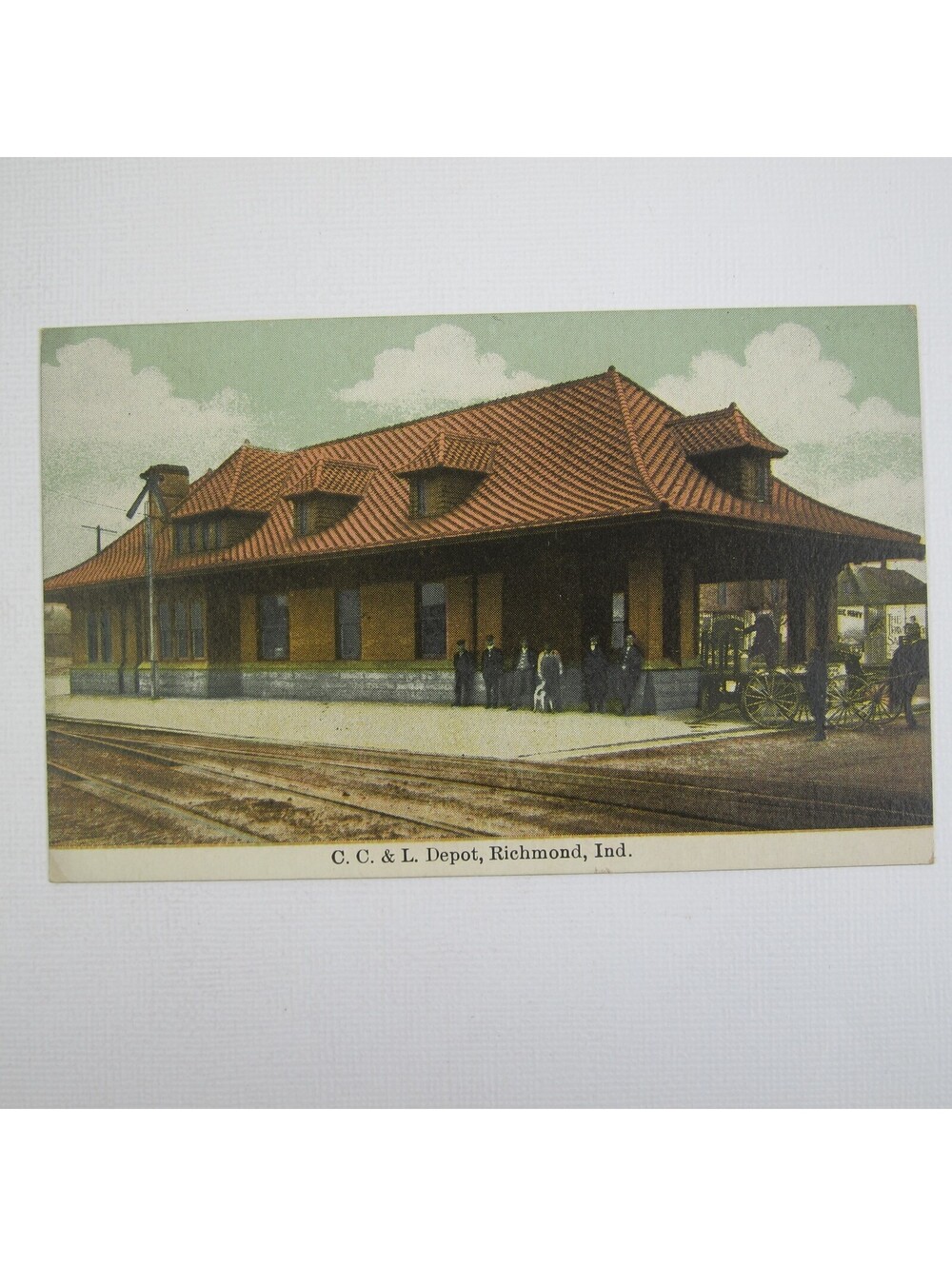 Antique Richmond Indiana Postcard C.C. & L. Train Depot UNPOSTED
